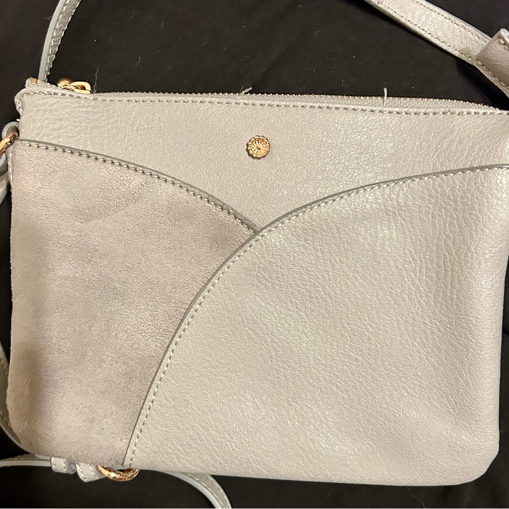 Lauren Conrad Elegant Gray Crossbody Bag - Faux Leather/Suede